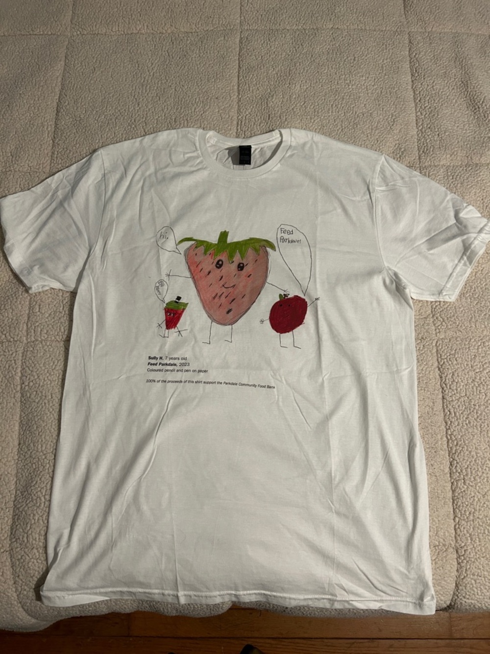 Gildan White Strawberry Character Graphic Tee